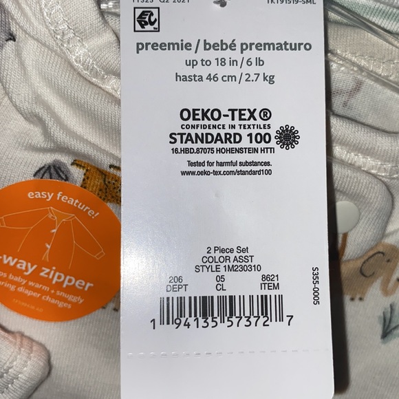 COPY - NWT  Carter’s  Boys  preemie Jungle sleeper W/ built in anti-scratch 2 p… - Picture 8 of 11